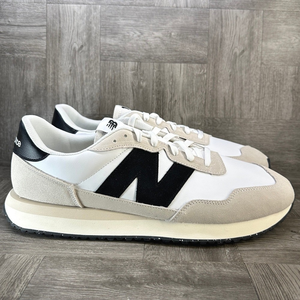New Balance 237 Sneakers Mens 17 White Beige Black Excellent MS237SF Retro Suede